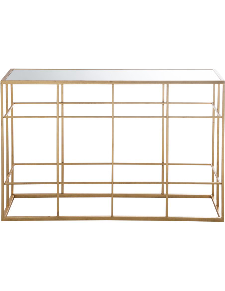 Console Rectangulaire Glam en Métal Doré Verre - 2