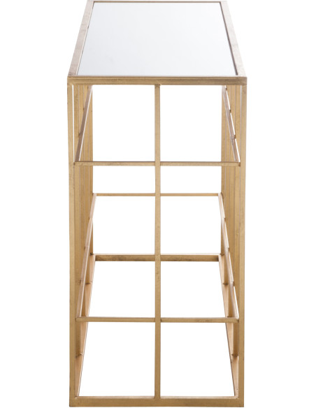 Console Rectangulaire Glam en Métal Doré Verre - 3