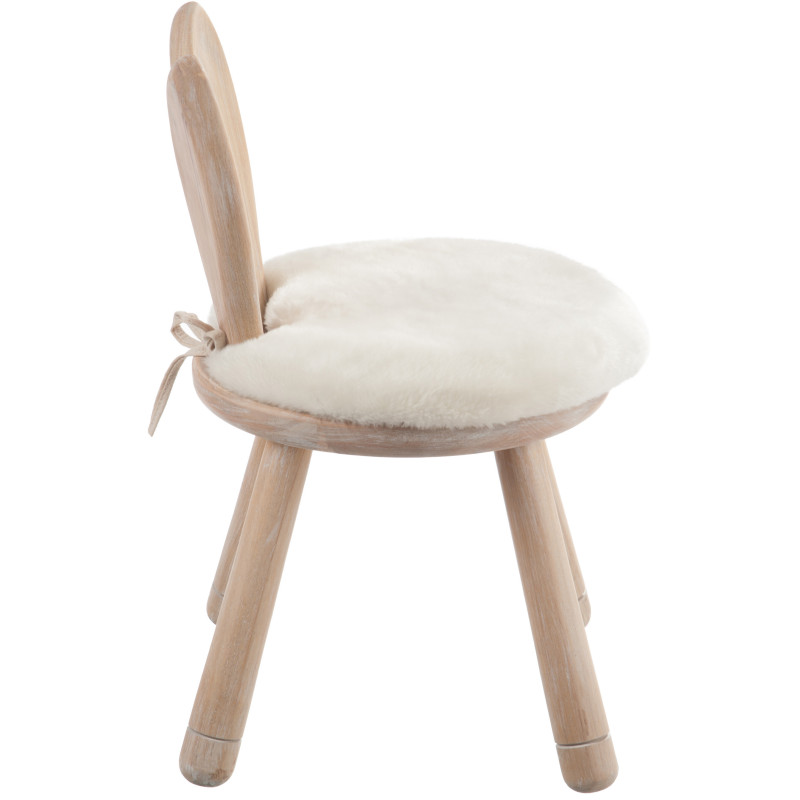 Chaise originale lapin bois naturel coussin blanc - 4