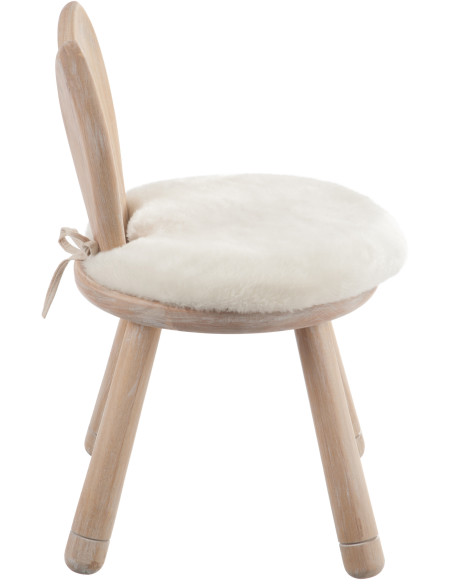 Chaise originale lapin bois naturel coussin blanc - 4