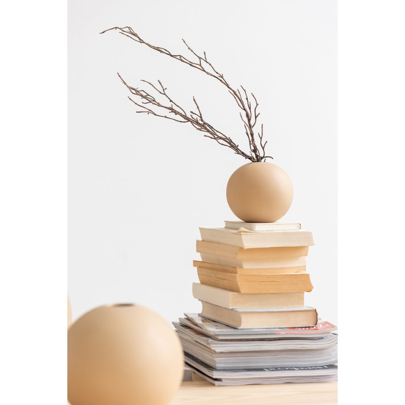 Vase Boule Hadrian Hauteur 20 cm en Céramique Beige - 4