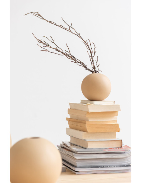 Vase Boule Hadrian Hauteur 20 cm en Céramique Beige - 4