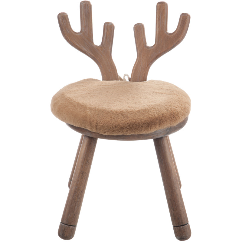 Chaise originale Cerf bois naturel coussin beige - 3