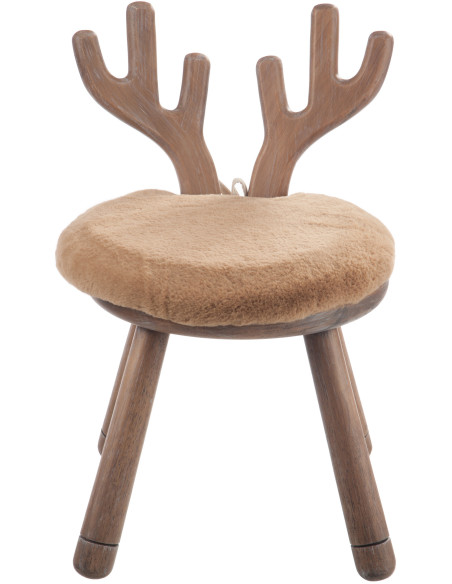 Chaise originale Cerf bois naturel coussin beige - 3