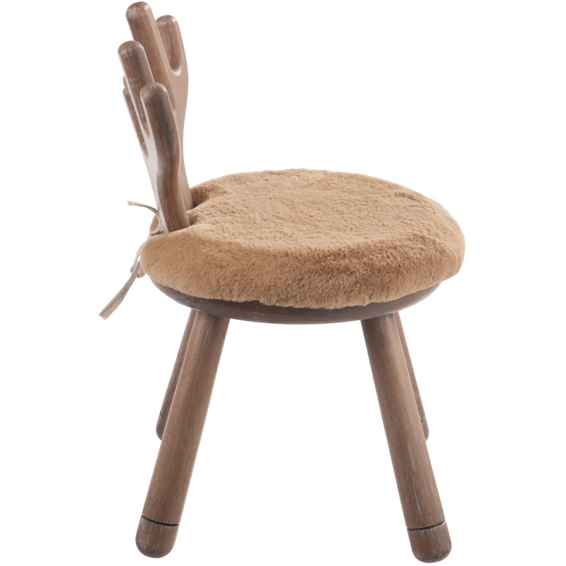 Chaise originale Cerf bois naturel coussin beige - 4