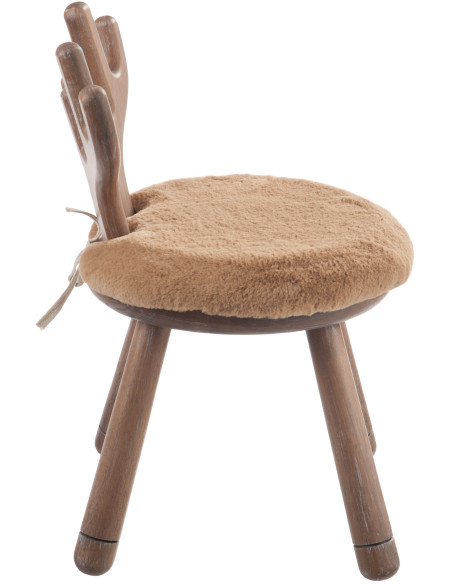 Chaise originale Cerf bois naturel coussin beige - 4