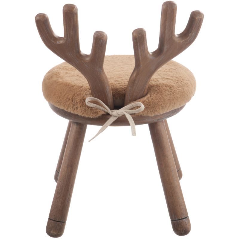 Chaise originale Cerf bois naturel coussin beige - 5