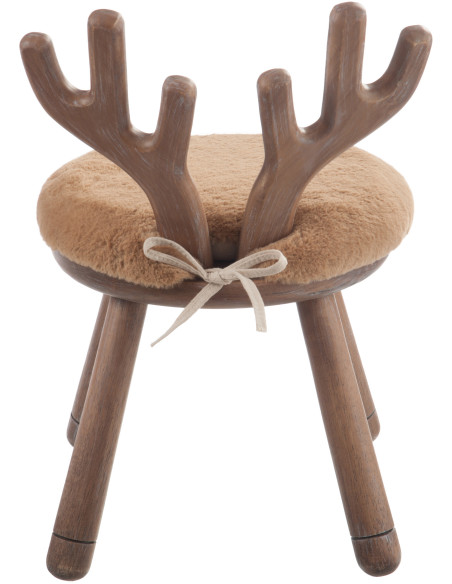 Chaise originale Cerf bois naturel coussin beige - 5