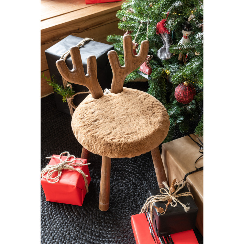 Chaise originale Cerf bois naturel coussin beige - 6