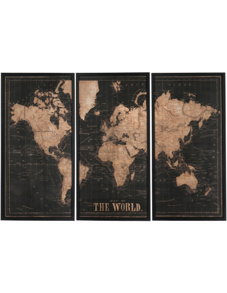 Toile murale triptyque Mappemonde 181x120 J-Line - 1