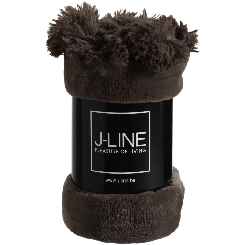 Plaid 130x170 Sweetness en Polyester Taupe foncé avec pompons - 2