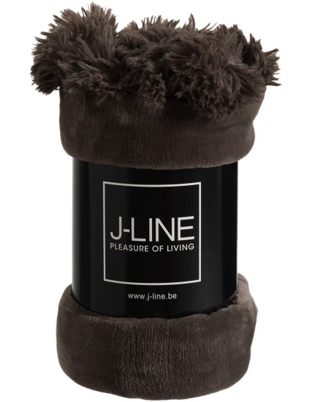 Plaid 130x170 Sweetness en Polyester Taupe foncé avec pompons - 2