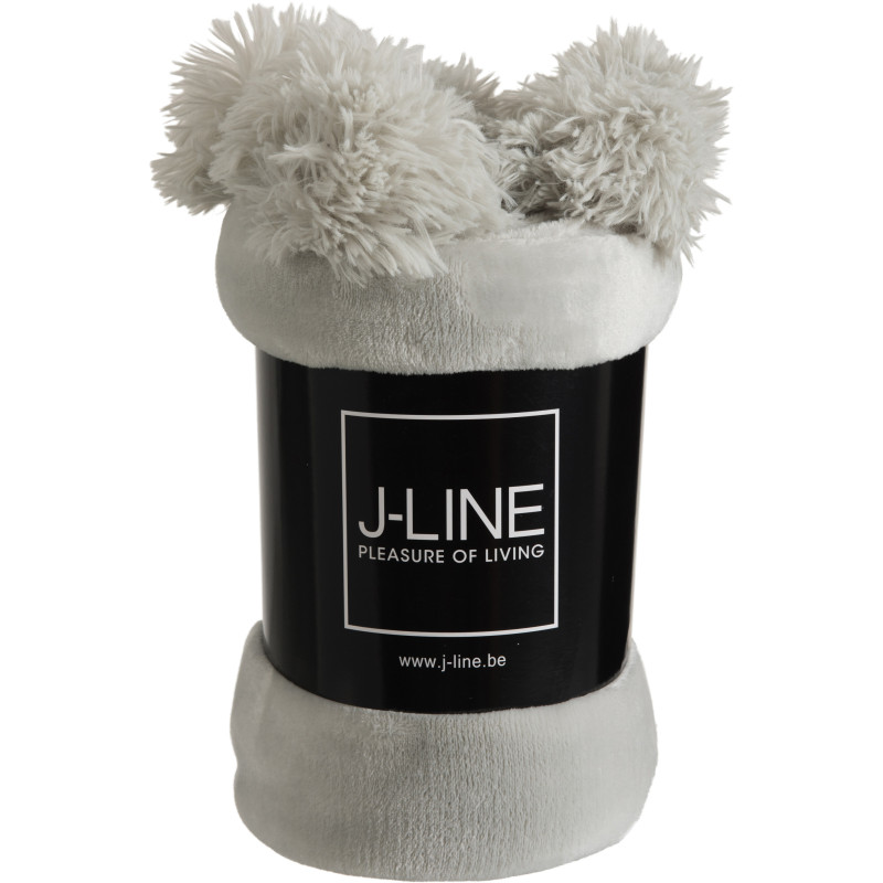 Plaid 130x170 Sweetness en Polyester Gris clair avec pompons - 2