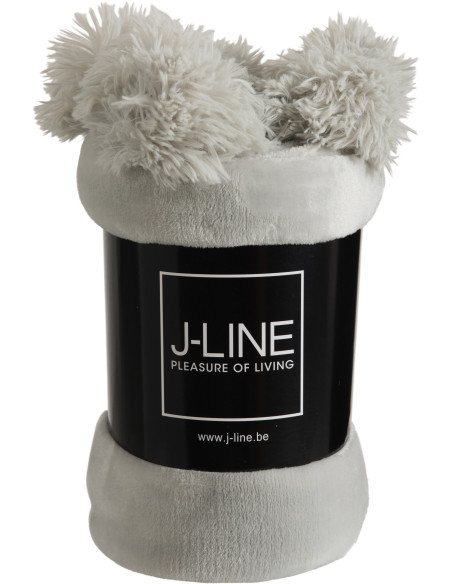 Plaid 130x170 Sweetness en Polyester Gris clair avec pompons - 2