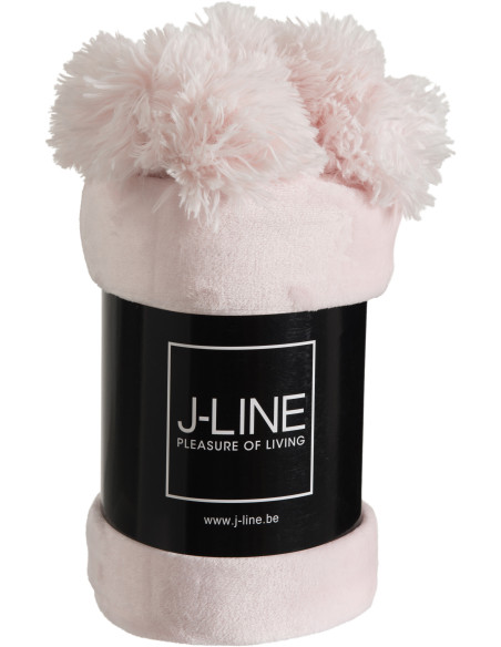 Plaid 130x170 Sweetness en Polyester Rose clair avec pompons - 2