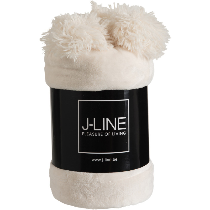 Plaid 130x170 Sweetness en Polyester Crème avec pompons - 2