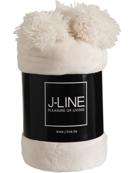 Plaid 130x170 Sweetness en Polyester Crème avec pompons - 2