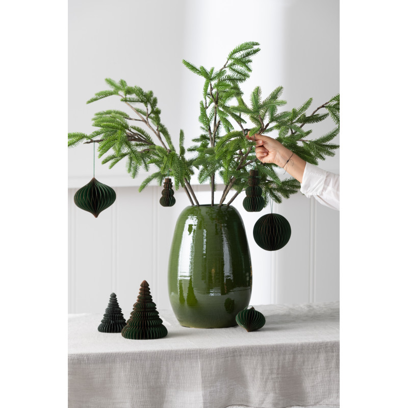 Vase moderne Ovale XL Hauteur 40 cm en Porcelaine Vert Lola - 2