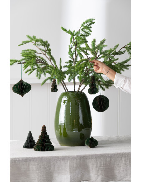 Vase moderne Ovale XL Hauteur 40 cm en Porcelaine Vert Lola - 2