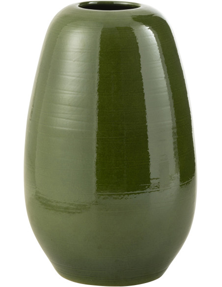Vase moderne Ovale XL Hauteur 55 cm en Porcelaine Vert Lola - 1