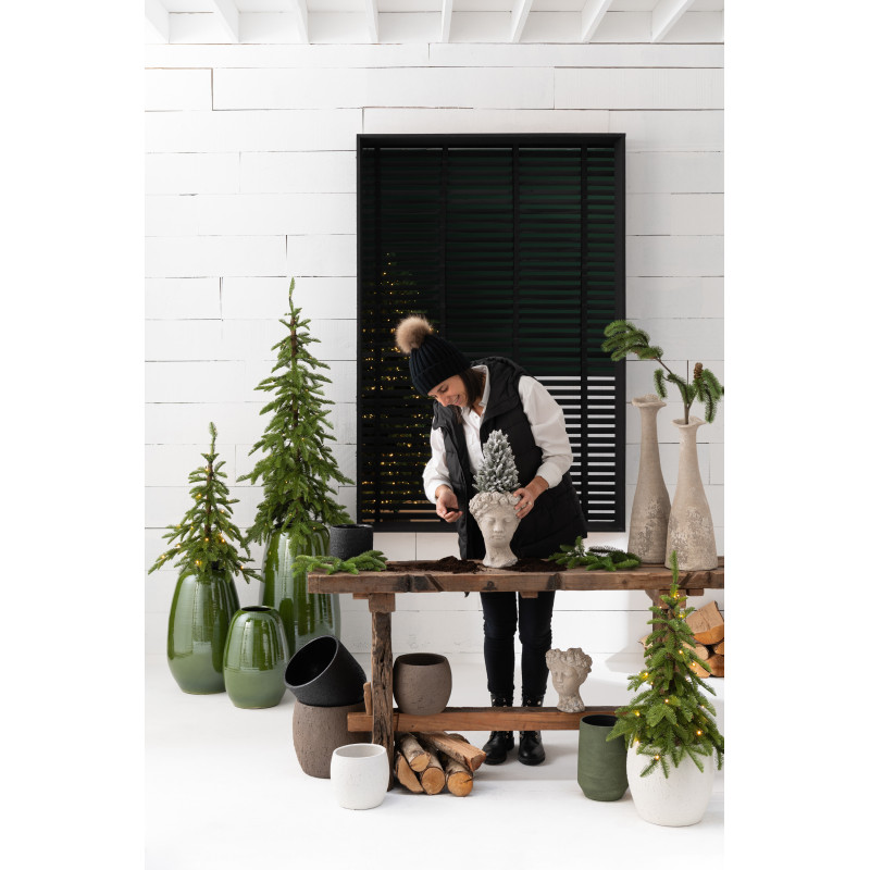 Vase moderne Ovale XL Hauteur 55 cm en Porcelaine Vert Lola - 2