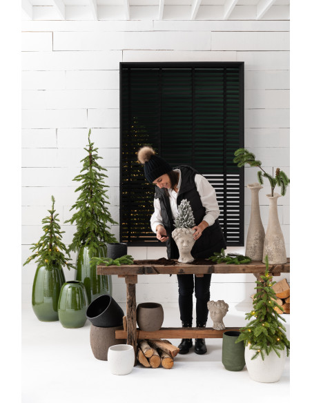 Vase moderne Ovale XL Hauteur 55 cm en Porcelaine Vert Lola - 2