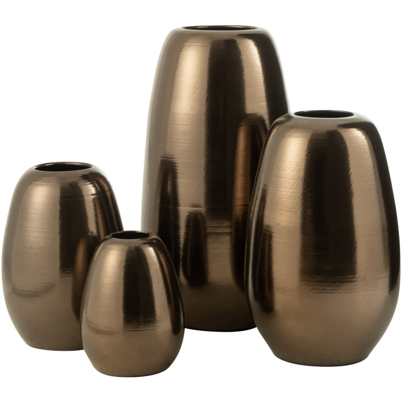 Vase moderne Ovale XXL Hauteur 70 cm en Porcelaine Doré Lola - 2