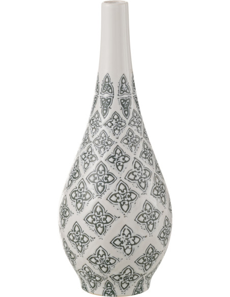 Vase géométrique Poire XL Hauteur 43 cm en Porcelaine Blanc Bleu Kousa - 1