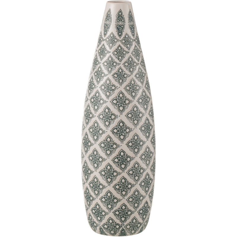 Vase géométrique Ovale XL Hauteur 53 cm en Porcelaine Blanc Bleu Kousa - 1