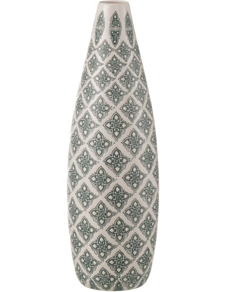 Vase géométrique Ovale XL Hauteur 53 cm en Porcelaine Blanc Bleu Kousa - 1