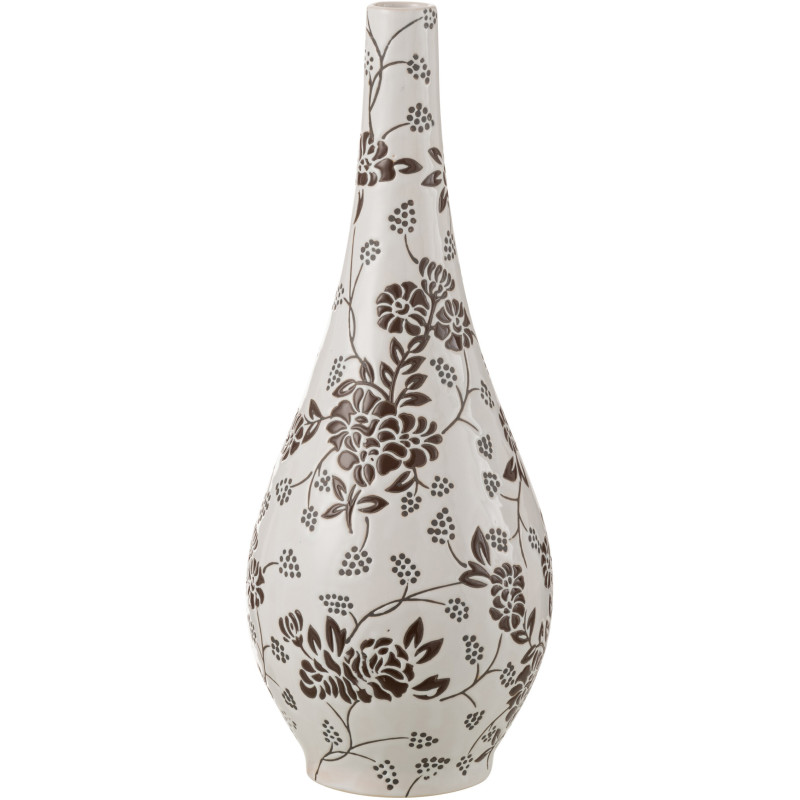 Vase baroque Poire XL Hauteur 43 cm en Porcelaine Blanc Noir Zen - 1