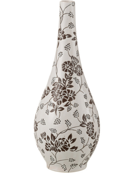 Vase baroque Poire XL Hauteur 43 cm en Porcelaine Blanc Noir Zen - 1