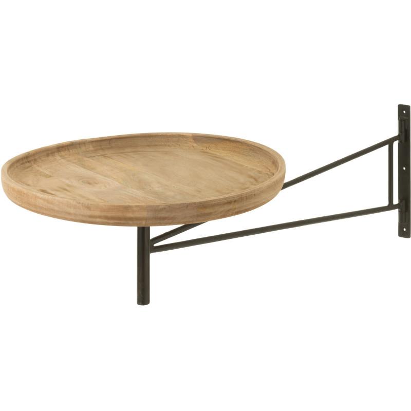 Table à manger Murale Pivotante Ronde 1 personne Bistro en Bois Naturel Métal Noir - 1