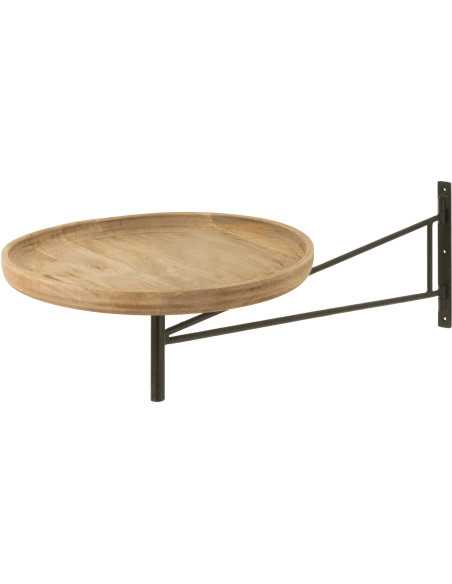 Table à manger Murale Pivotante Ronde 1 personne Bistro en Bois Naturel Métal Noir - 1