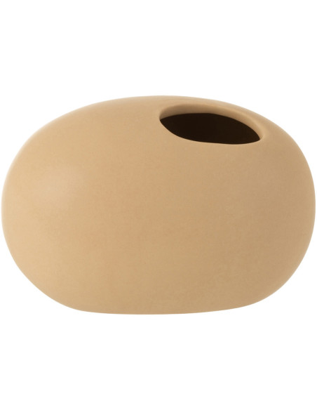 Vase Ovale Hadrian Hauteur 10 cm en Céramique Beige - 1