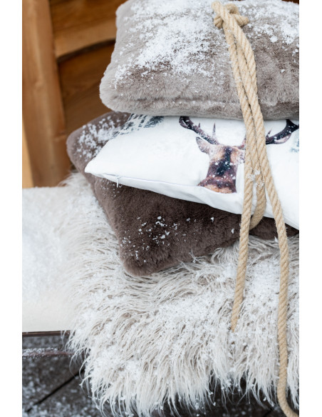 Coussin carré moelleux gris souris en polyester doux 45 cm - 2