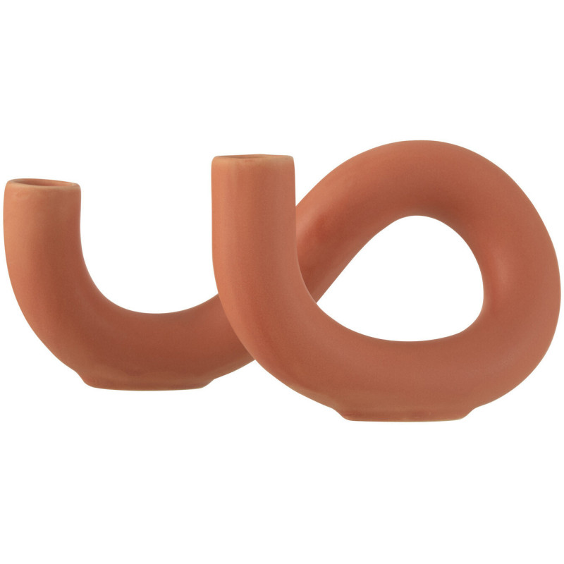 Chandelier Tordu 2 bras Torsion Hauteur 10 cm en Céramique Terracotta - 1