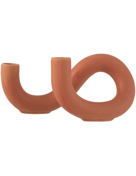 Chandelier Tordu 2 bras Torsion Hauteur 10 cm en Céramique Terracotta - 1