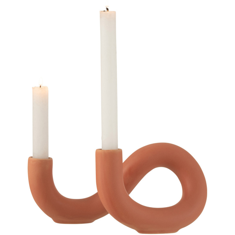 Chandelier Tordu 2 bras Torsion Hauteur 10 cm en Céramique Terracotta - 2