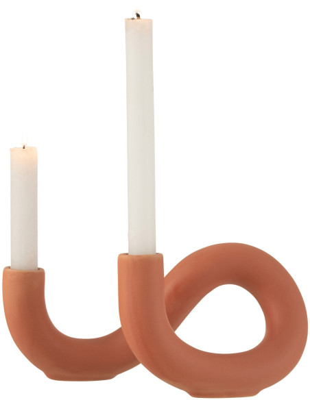 Chandelier Tordu 2 bras Torsion Hauteur 10 cm en Céramique Terracotta - 2