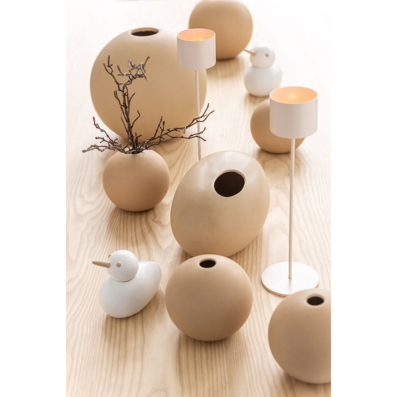 Vase Ovale Hadrian Hauteur 10 cm en Céramique Beige - 2