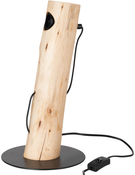 Lampe à poser Silas 35 cm en Bois de meranti Naturel Métal Noir - 1