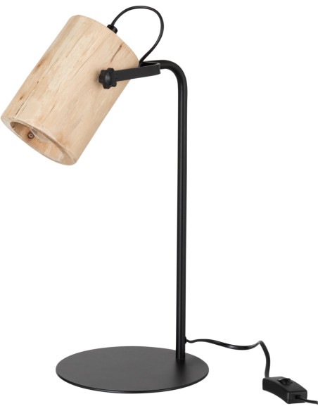Lampe à poser Silas en Bois de meranti Naturel Métal Noir - 1