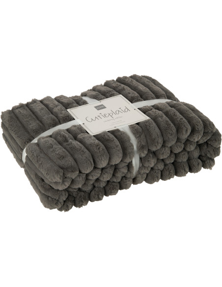 Plaid 130x180 Corduroy en Polyester Gris foncé Motif velours côtelé - 1