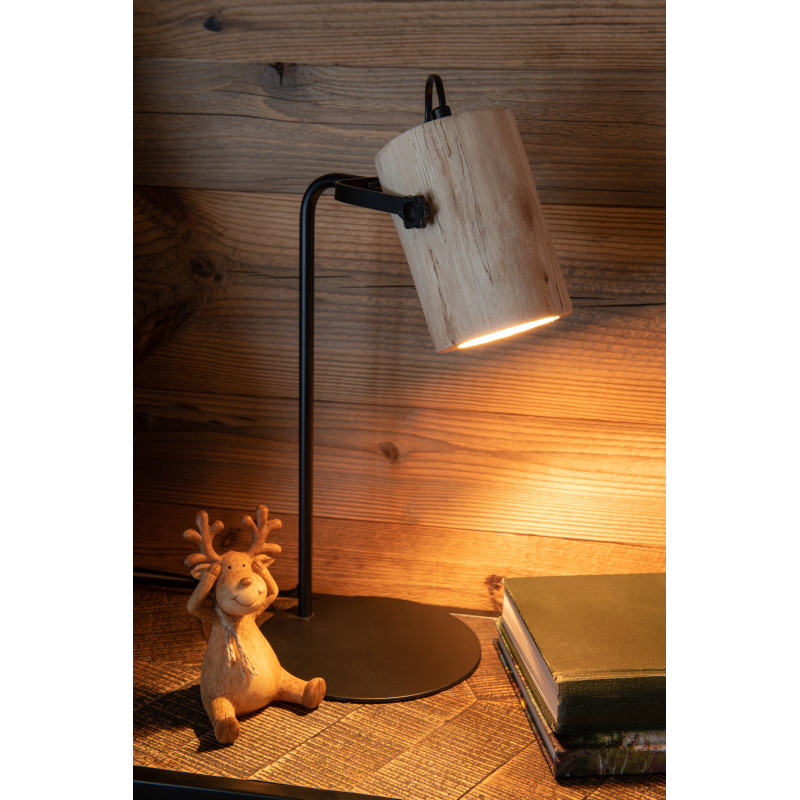 Lampe à poser Silas en Bois de meranti Naturel Métal Noir - 2
