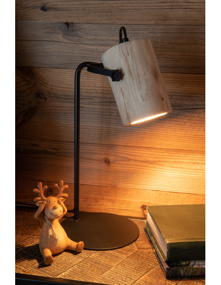 Lampe à poser Silas en Bois de meranti Naturel Métal Noir - 2