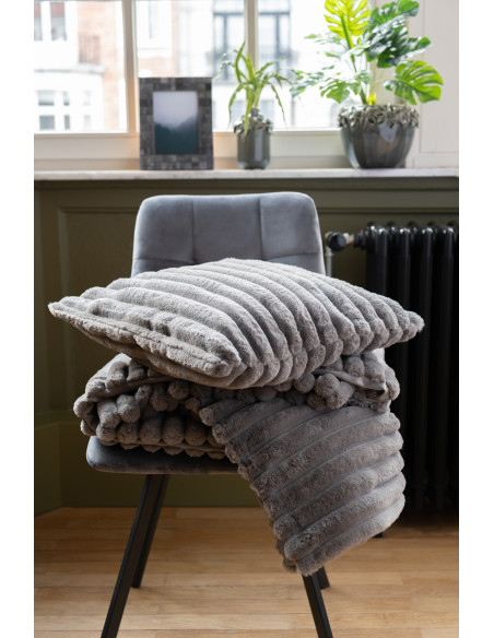 Plaid 130x180 Corduroy en Polyester Gris foncé Motif velours côtelé - 2