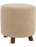 Pouf Rond Sheep en Polyester Beige Bois Marron