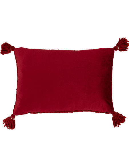 Coussin Rectangulaire Rezata 60x40 en Polyester Tissu acrylique Rouge Motif crochet Avec pompons - 3