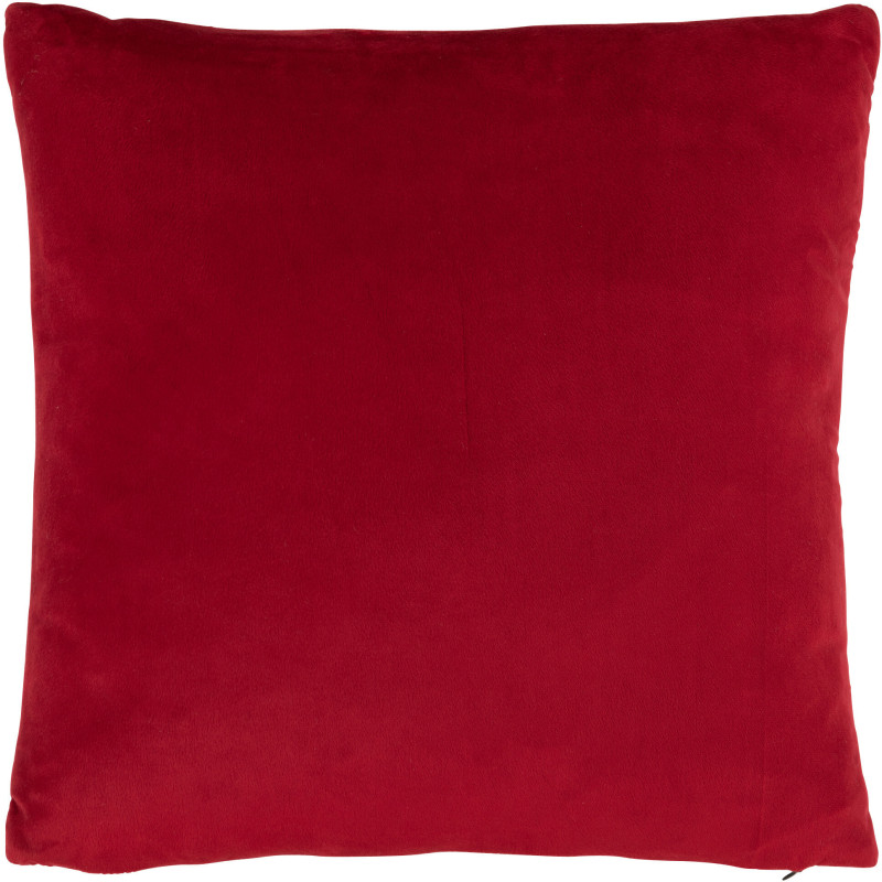 Coussin Carré Snowfy 45x45 en Polyester Blanc Rouge Motif Flocon de neige - 3